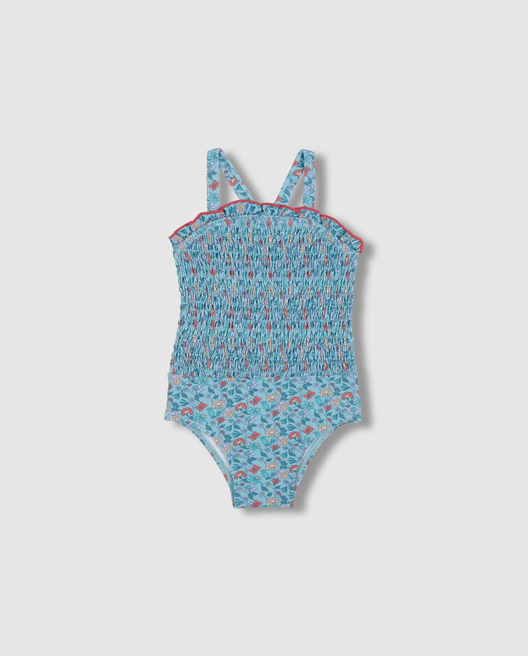 Ba&ntilde;ador estampado flores azul claro