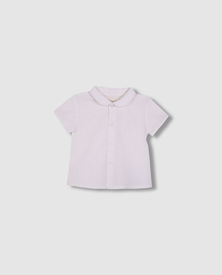 Camisa de manga corta de lino blanco