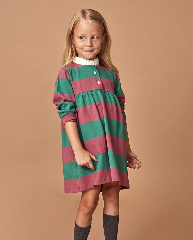 Vestido polo con parche rosa ni&ntilde;a