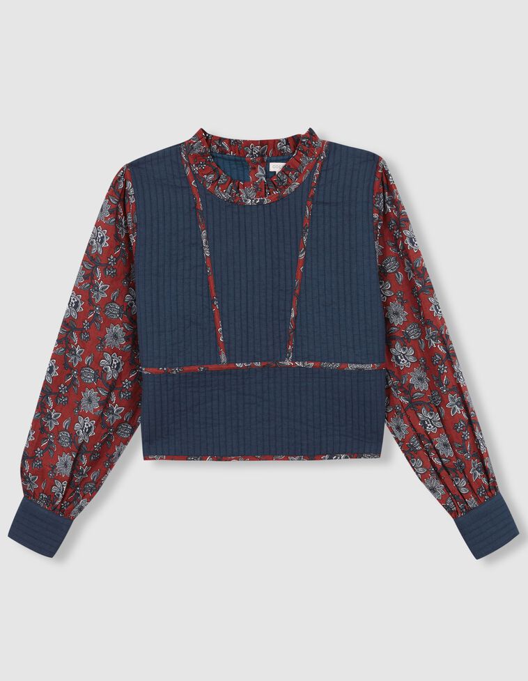 Blusa con chaleco incorporado para madre granate