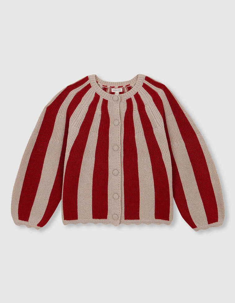 Chaqueta de rayas con lana rojo