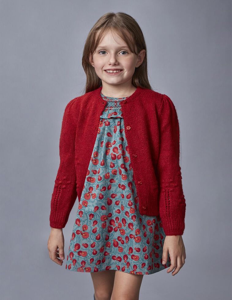 Chaqueta mangas abullonadas con bordado rojo con lana