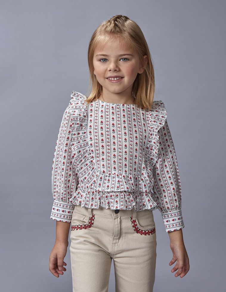 Blusa con volantes rojo