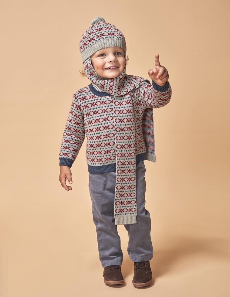 Gorro bufanda con lana gris