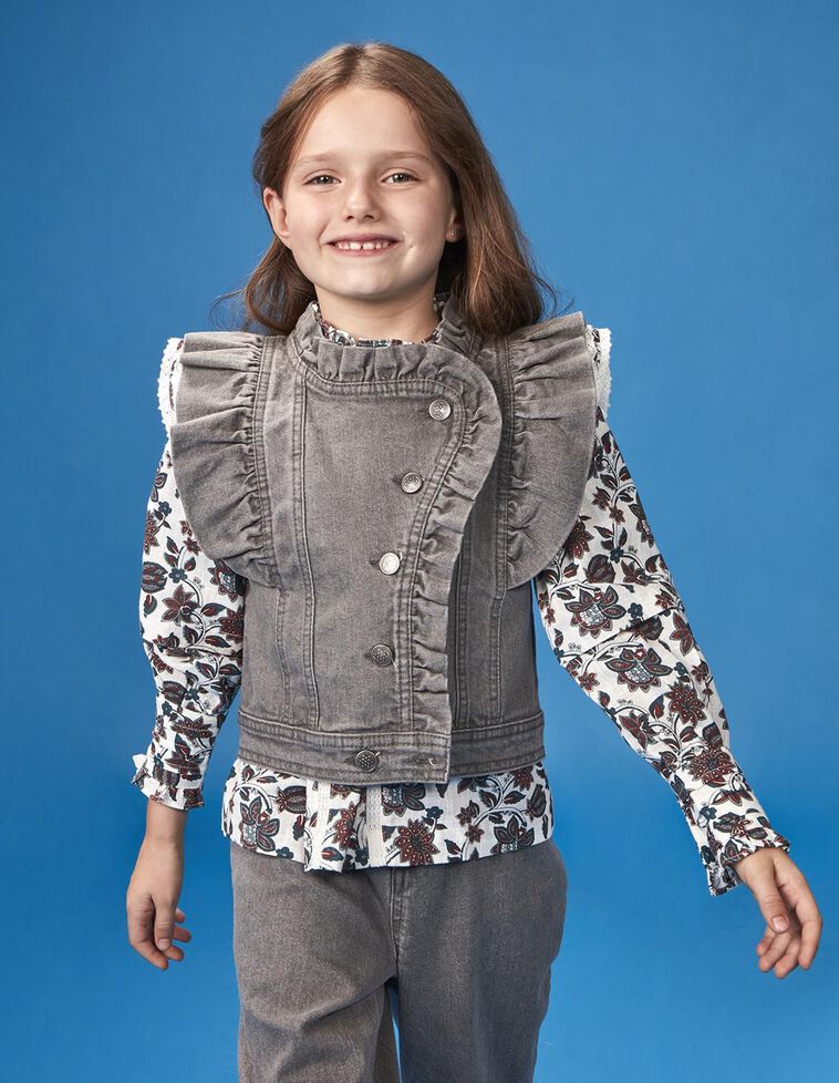 Chaleco vaquero con volante gris