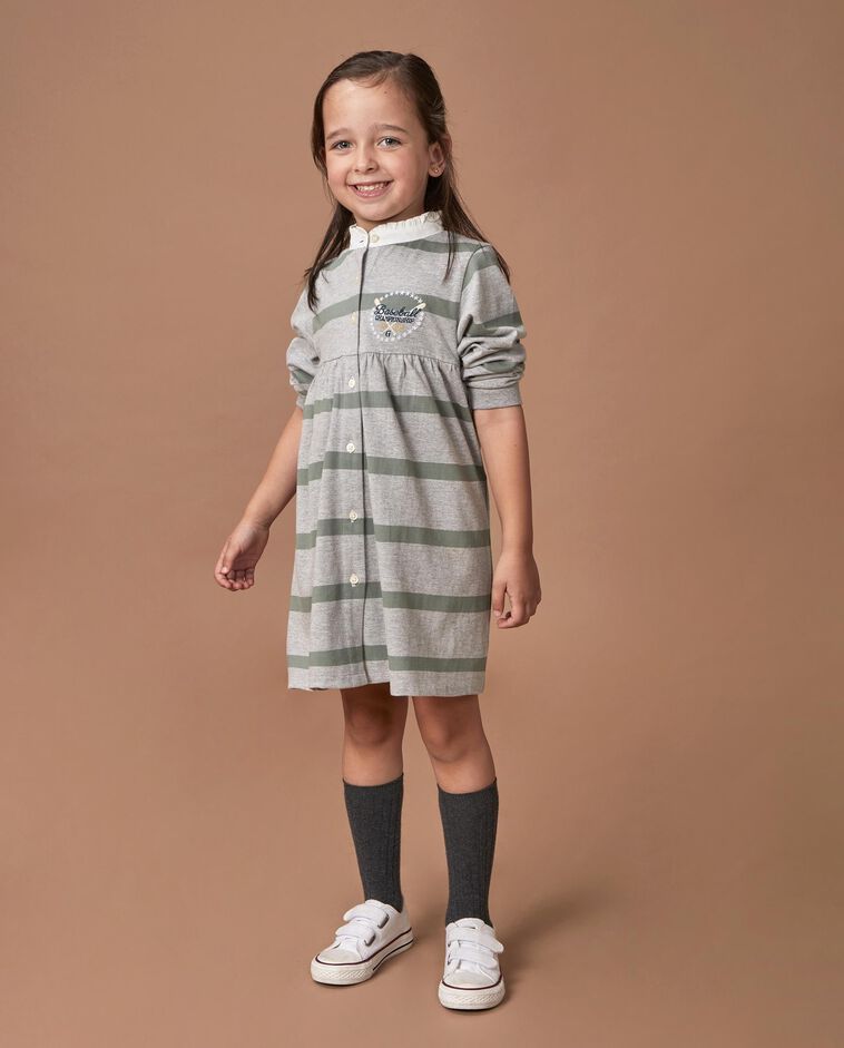 Vestido polo de rayas gris ni&ntilde;a