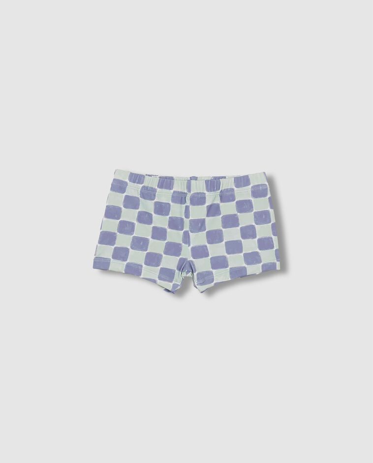 Ba&ntilde;ador estampado cuadros azul