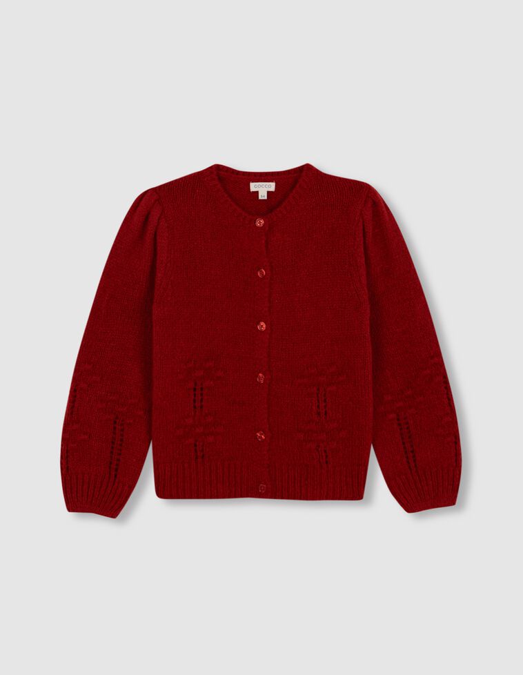 Chaqueta mangas abullonadas con bordado rojo con lana