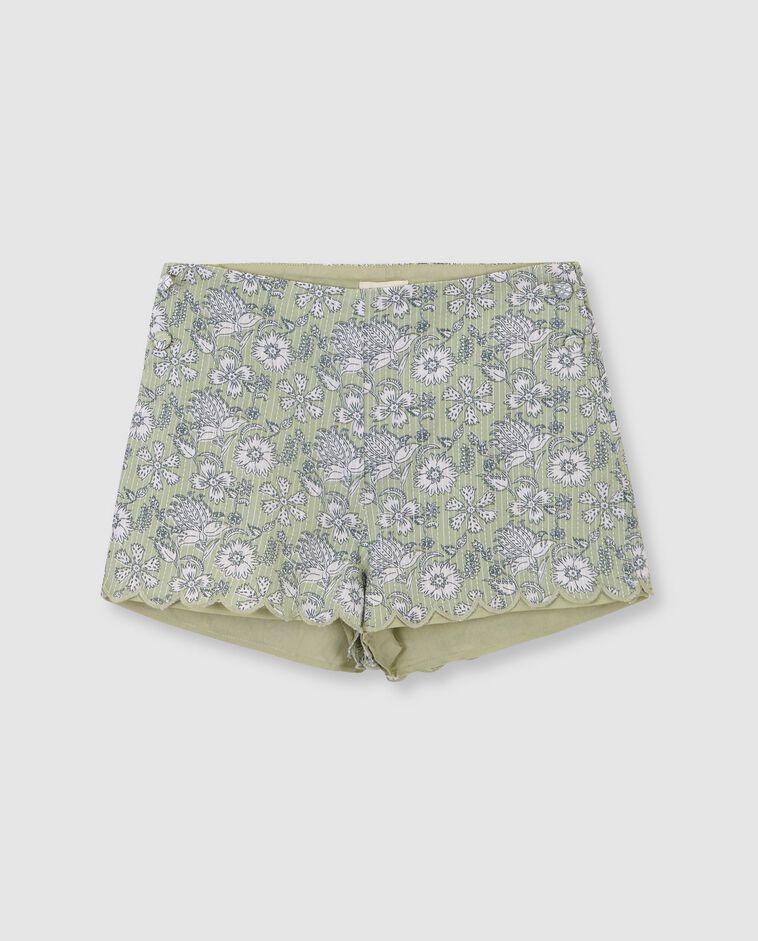 Pantal&oacute;n corto con borde ondulado verde