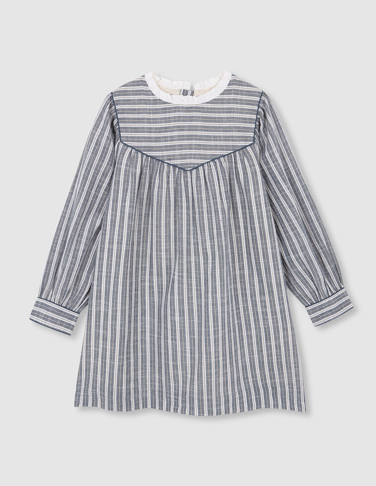 Vestido maga larga de rayas verde