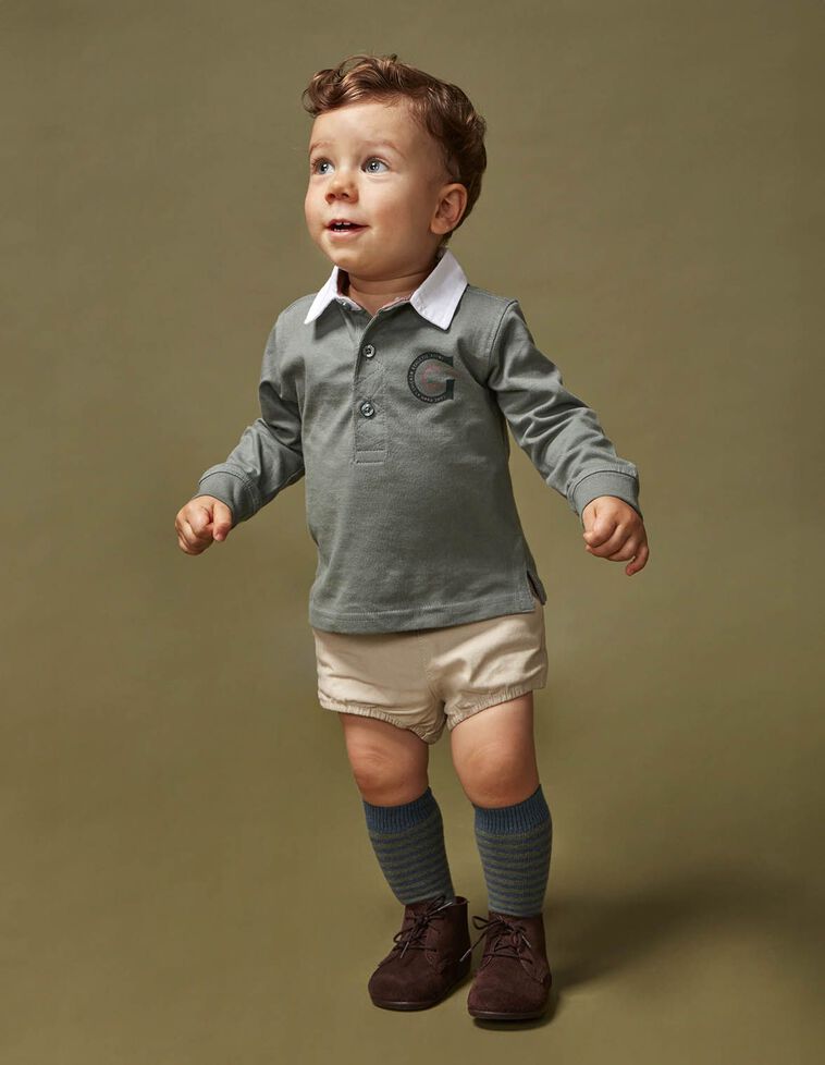 Polo de piqué liso verde oscuro