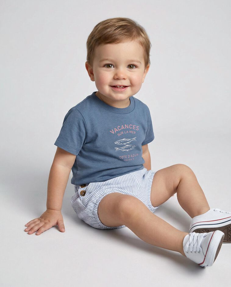 Camiseta con print azul