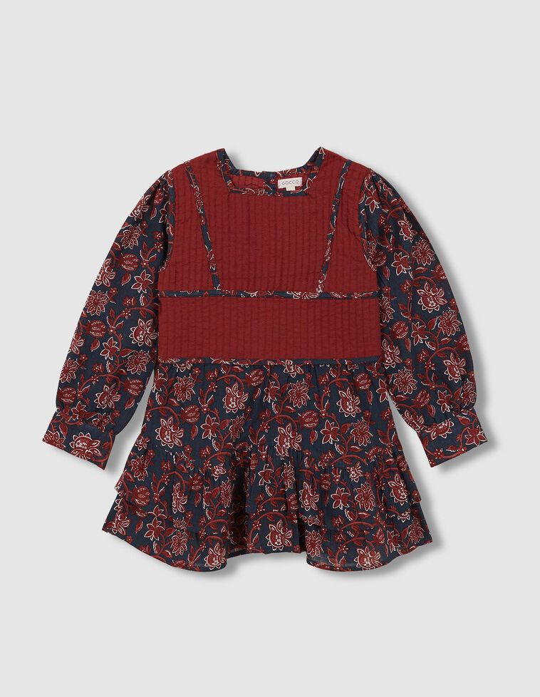 Vestido estampado con chaleco incorporado verde