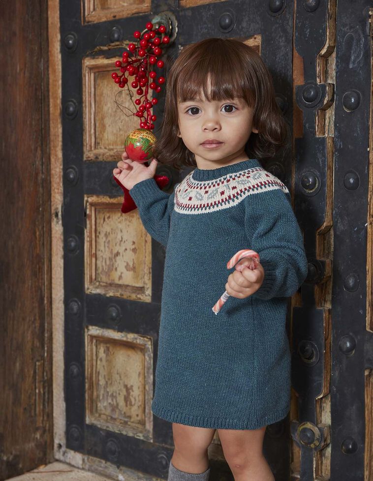 Vestido de greca verde con lana