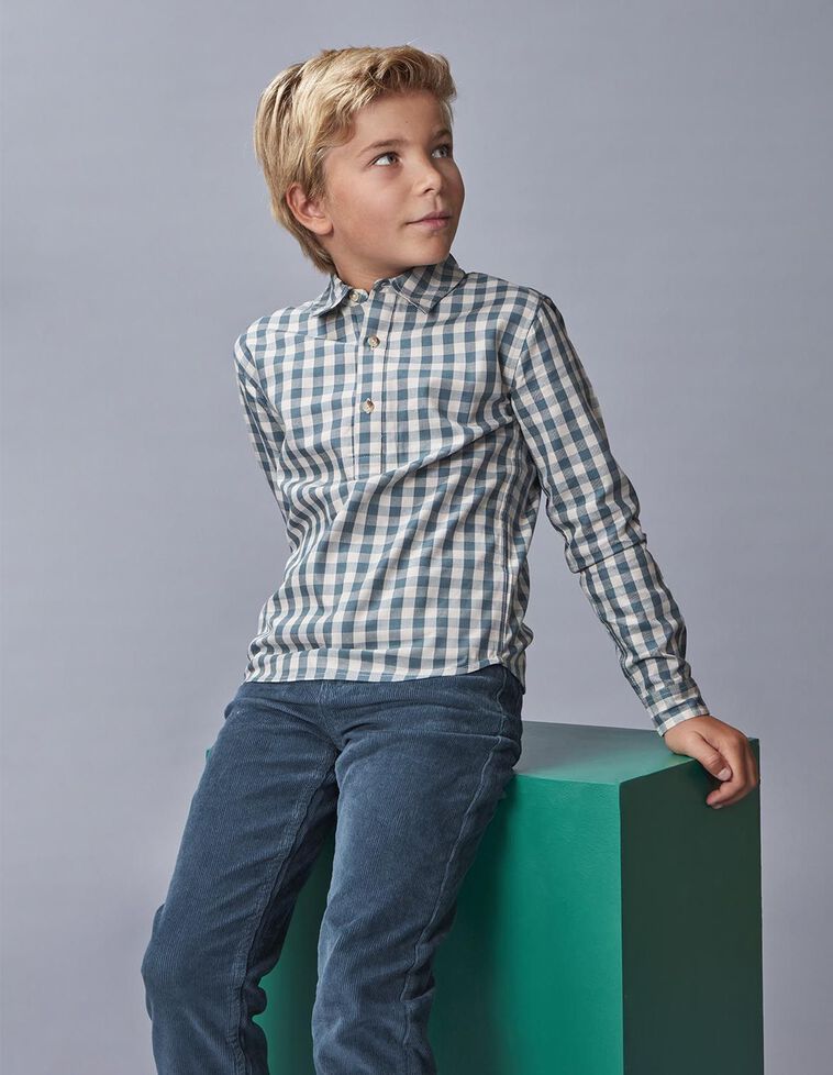 Camisa cuadros tapeta corta verde