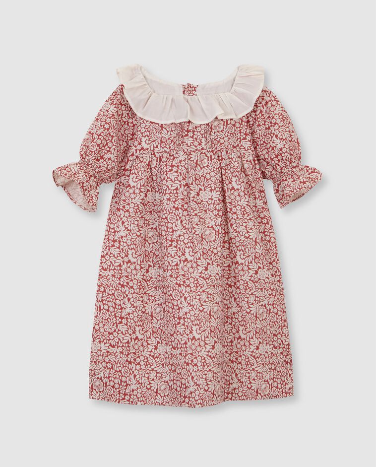 Vestido de lino estampado coral oscuro