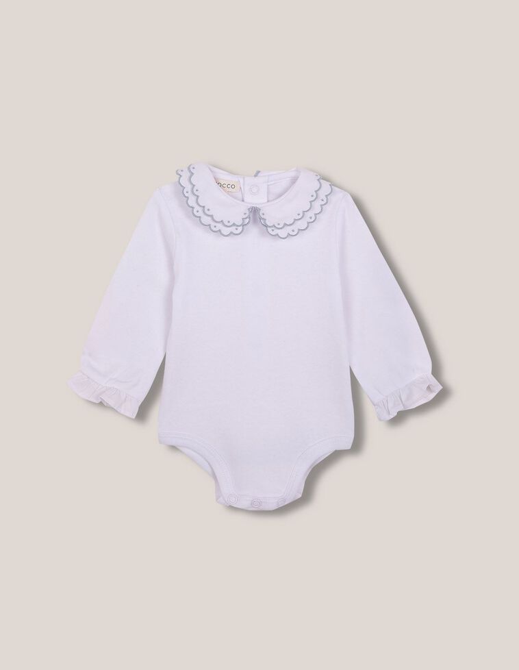 Body manga larga cuello con detalle blanco