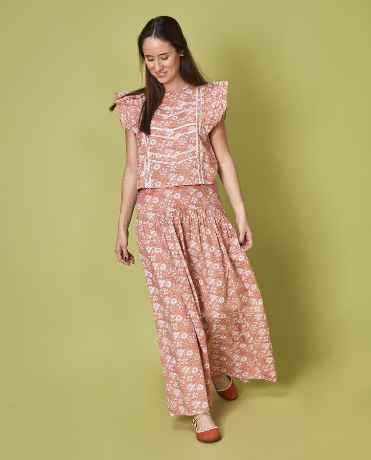 Falda madre flor india rosa