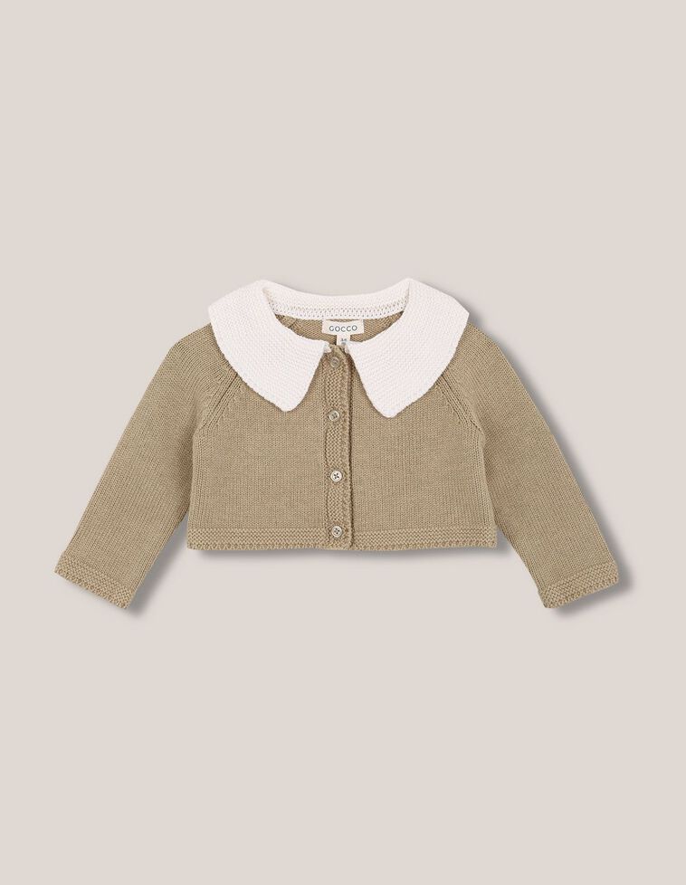 Chaqueta con lana cuello contraste verde claro