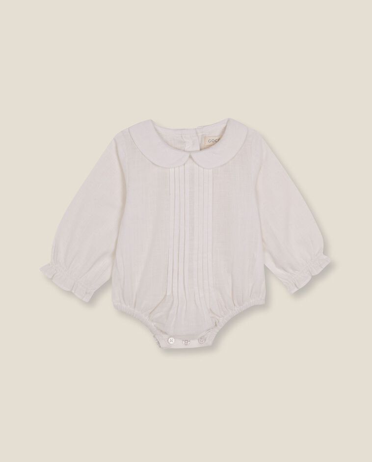 Camisa body pliegues blanco reci&eacute;n nacido