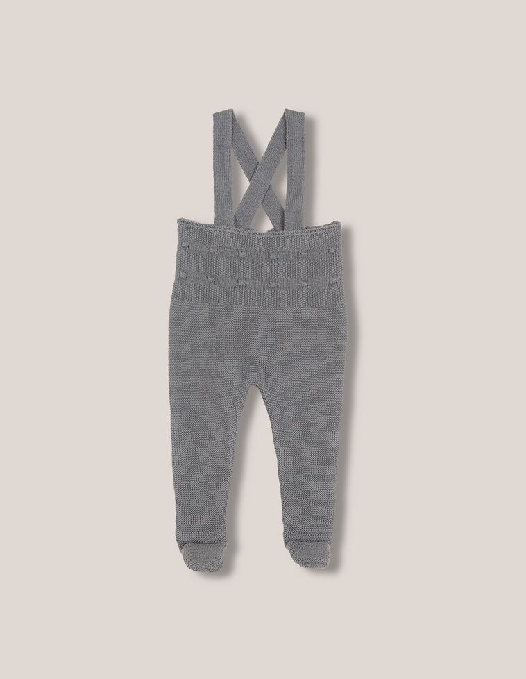 Peto largo con lana detalles de punto de arroz y bodoques verde oscuro