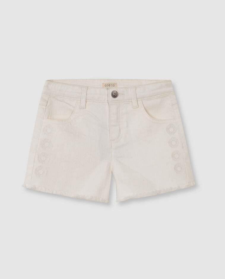 Pantal&oacute;n corto con bordados blanco