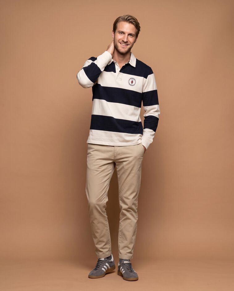 Polo padre de rayas azul 
