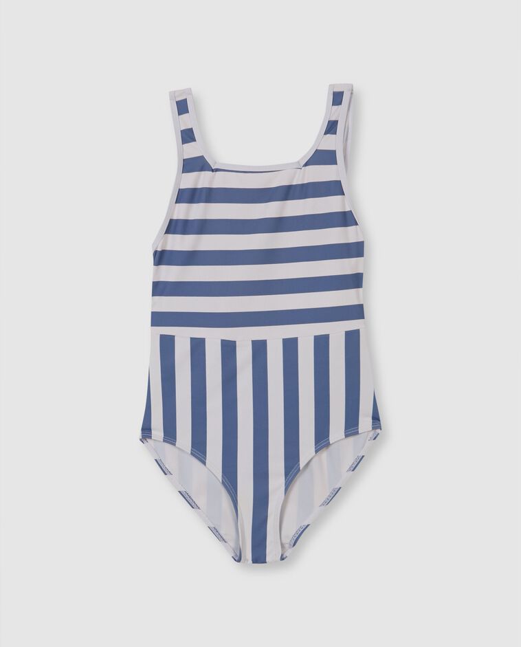 Traje de ba&ntilde;o de rayas azul