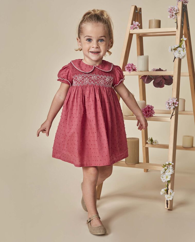 Vestido smock coral