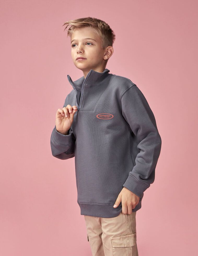 Sudadera con media cremallera azul claro