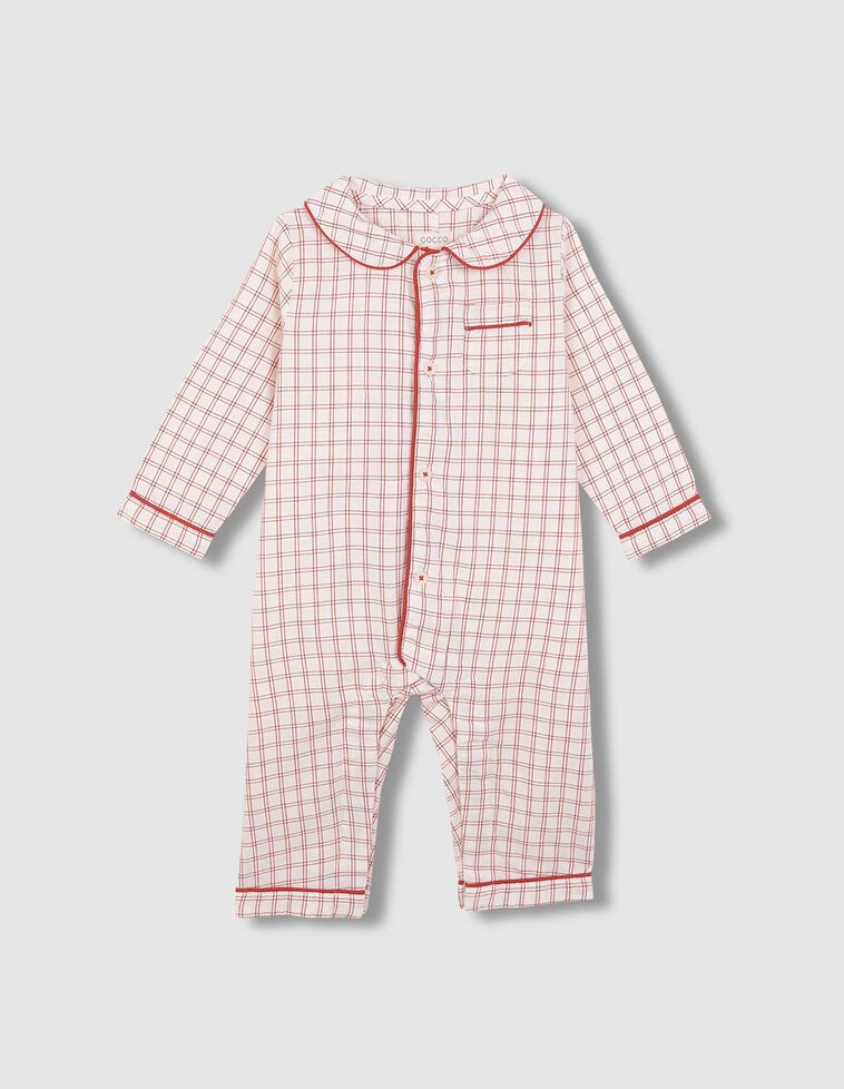 Pijama de cuadros blanco