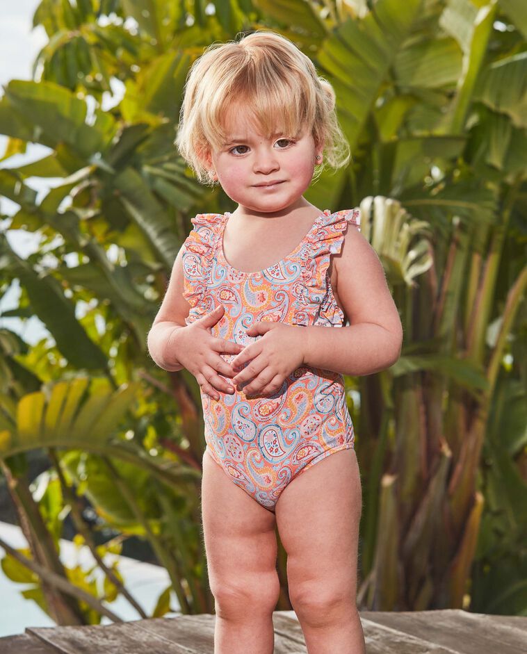 Ba&ntilde;ador estampado paisley naranja