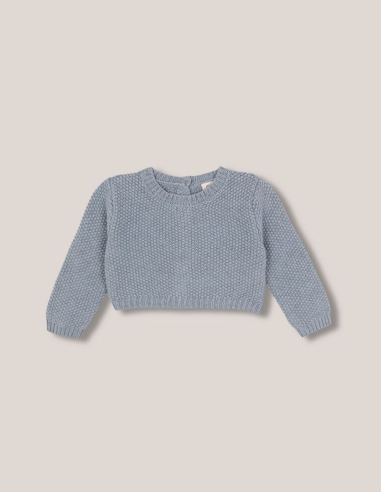 Chaqueta de punto de arroz con lana azul