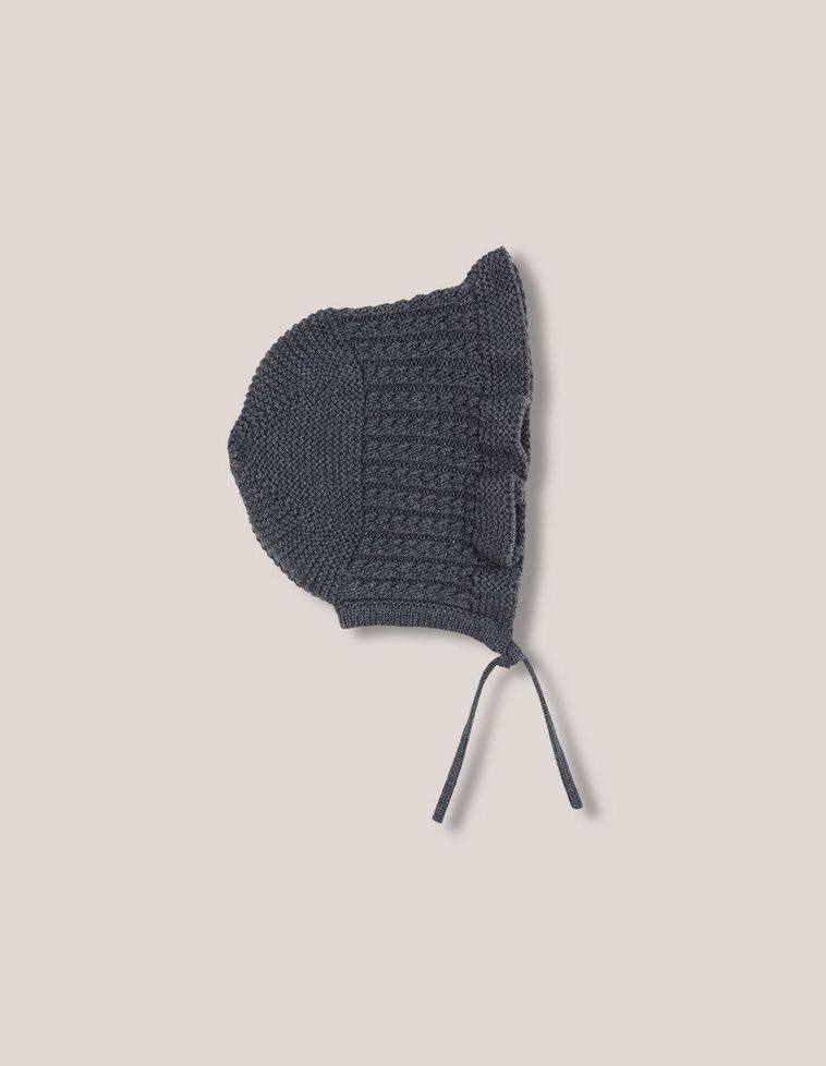 Capota de punto bobo con lana y ochos petróleo