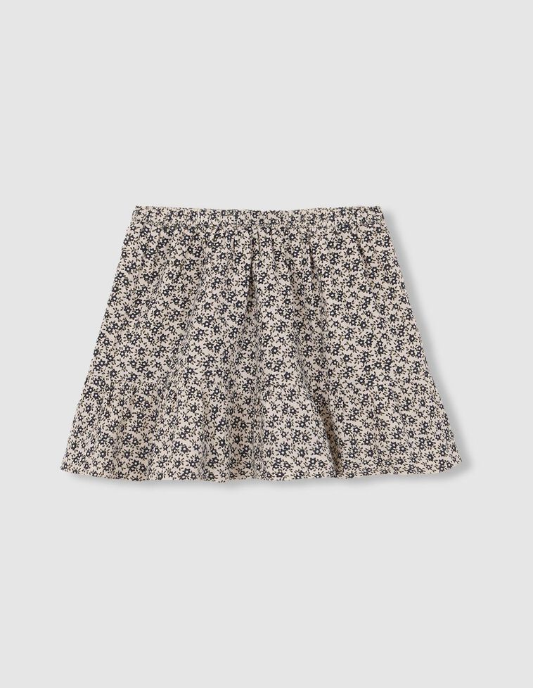 Falda corta florecitas blanco