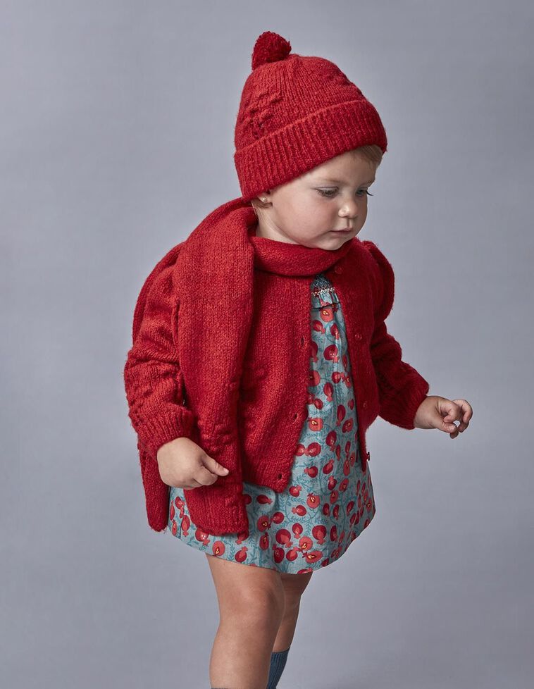 Gorro openwork con lana rojo