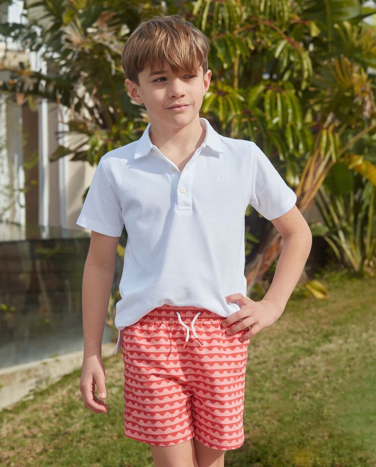 Ba&ntilde;ador estampado de ondas rosa