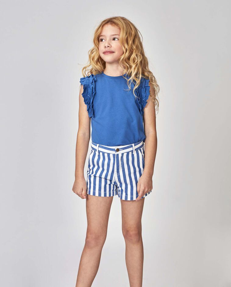 Camiseta triple volante azul