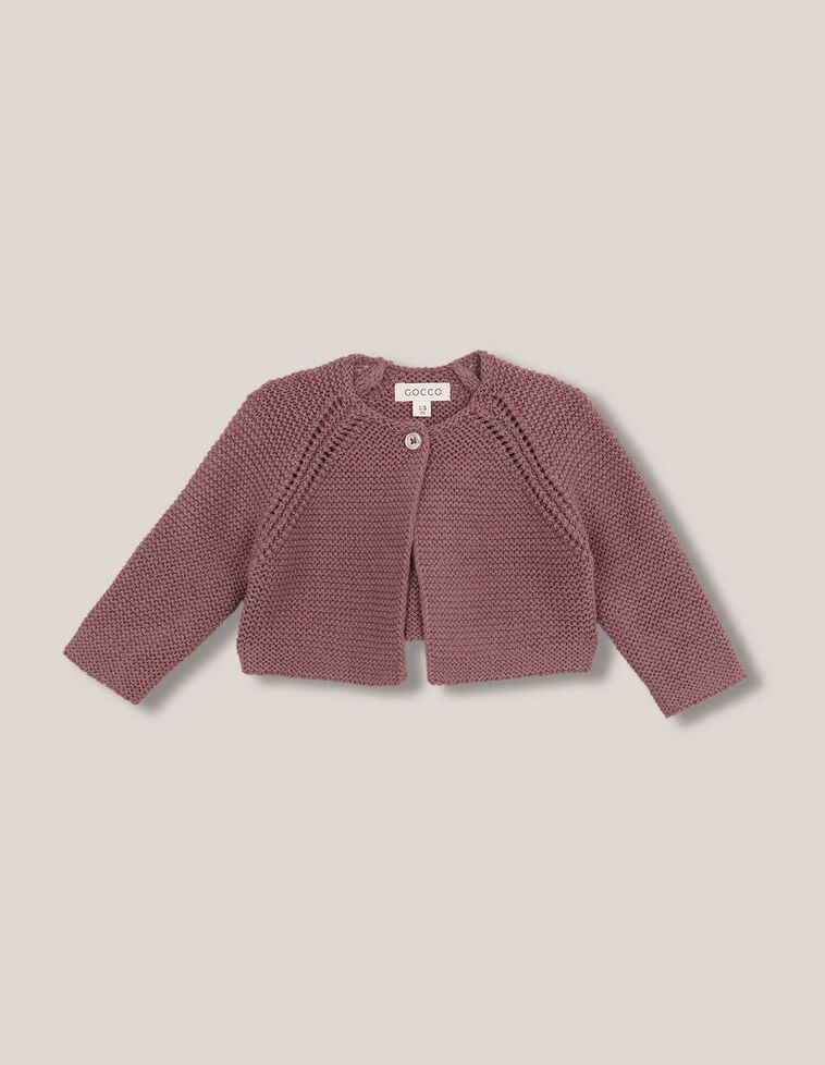 Chaqueta punto bobo con lana morado