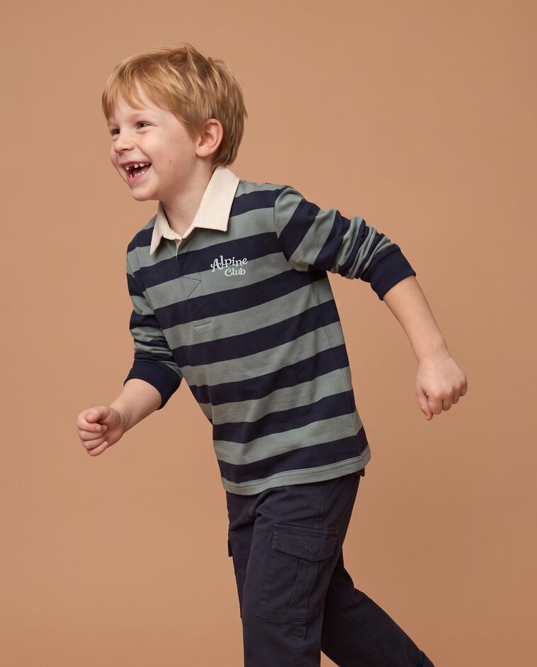 Polo de rayas con print verde ni&ntilde;o