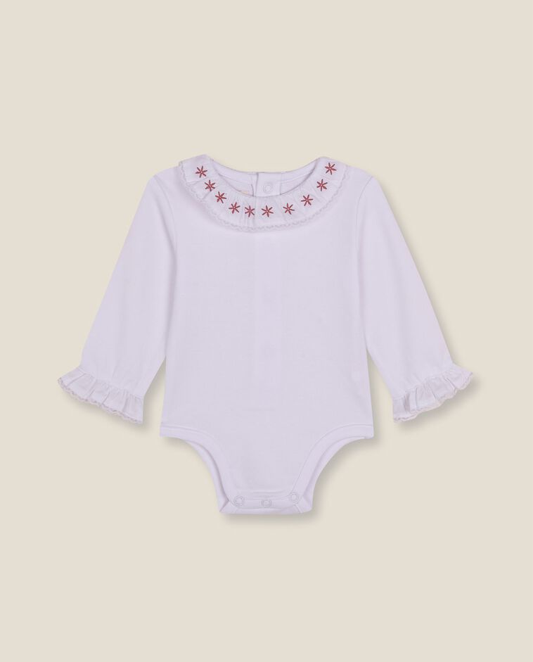 Body manga larga cuello volante rosa reci&eacute;n nacido