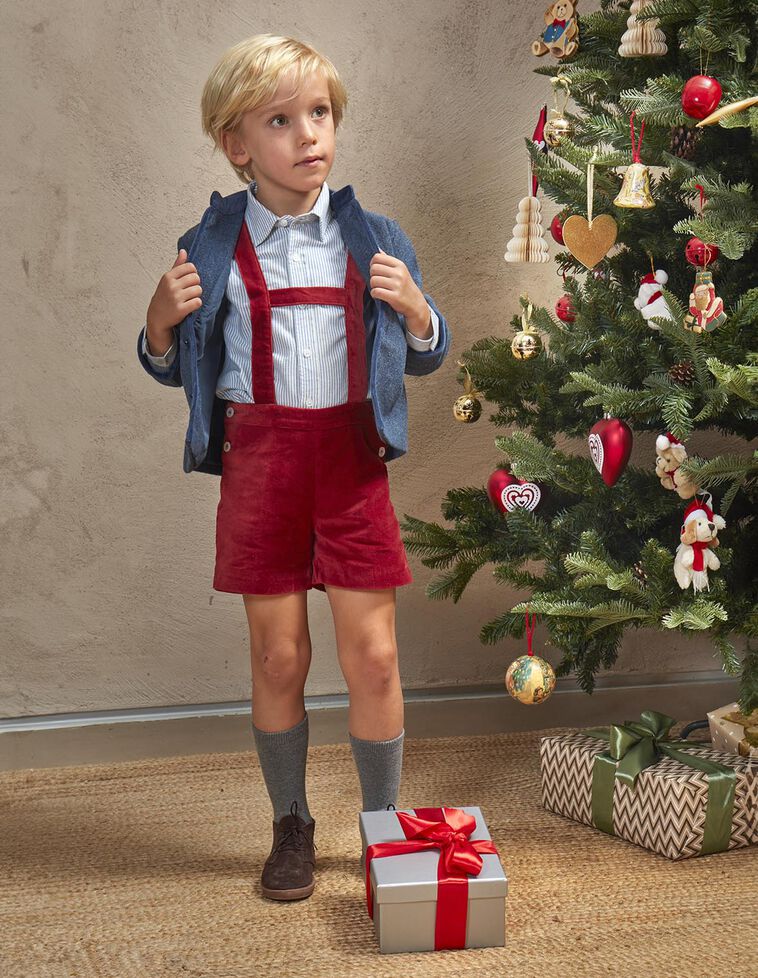 Pantal&oacute;n corto de terciopelo granate