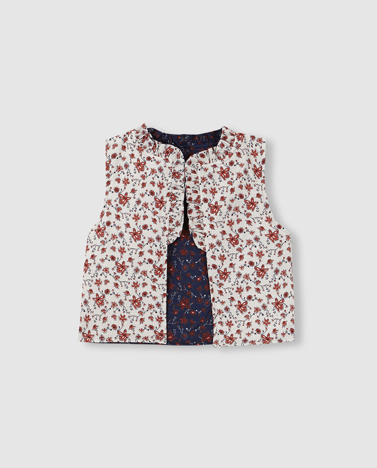 Chaleco reversible de flores azul ni&ntilde;a