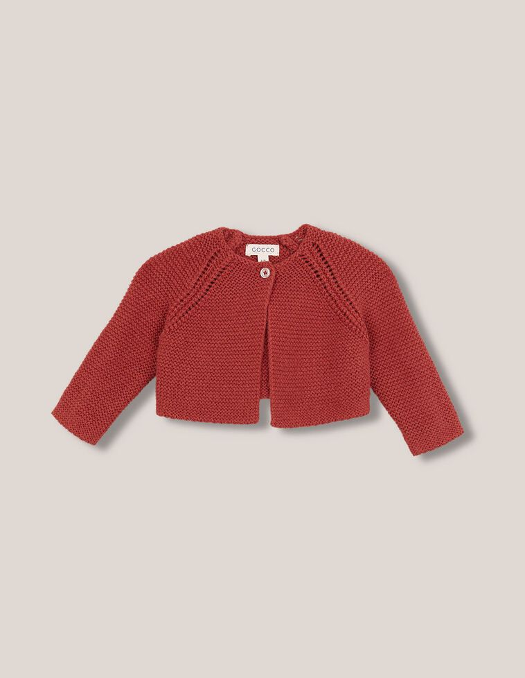 Chaqueta punto bobo con lana granate