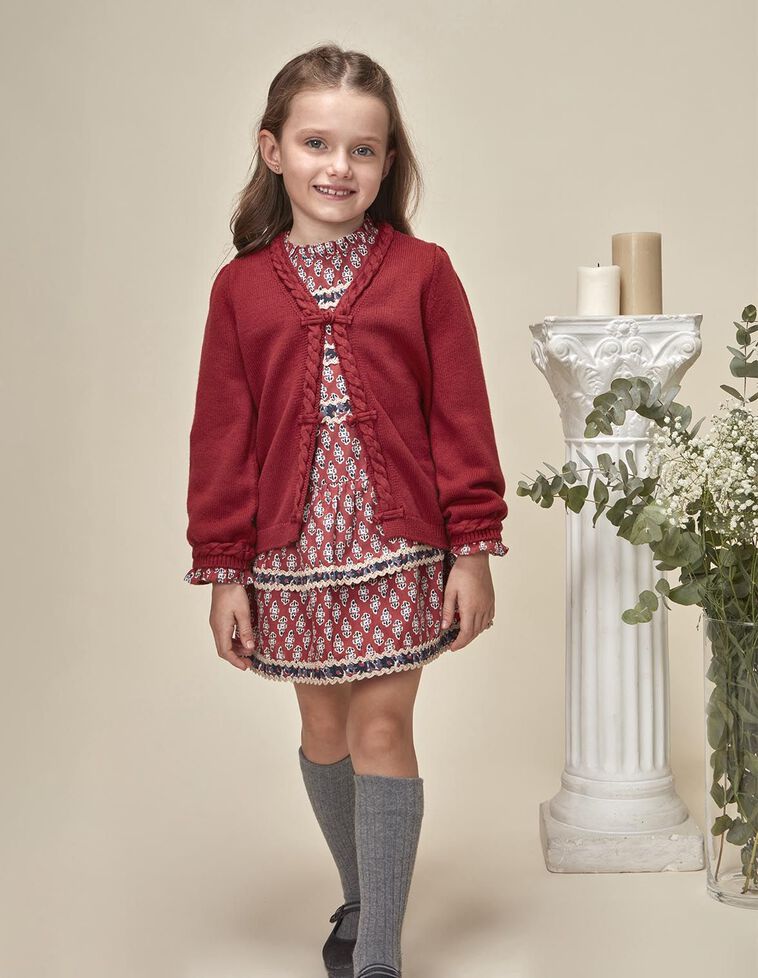 Chaqueta con trenzas con lana granate