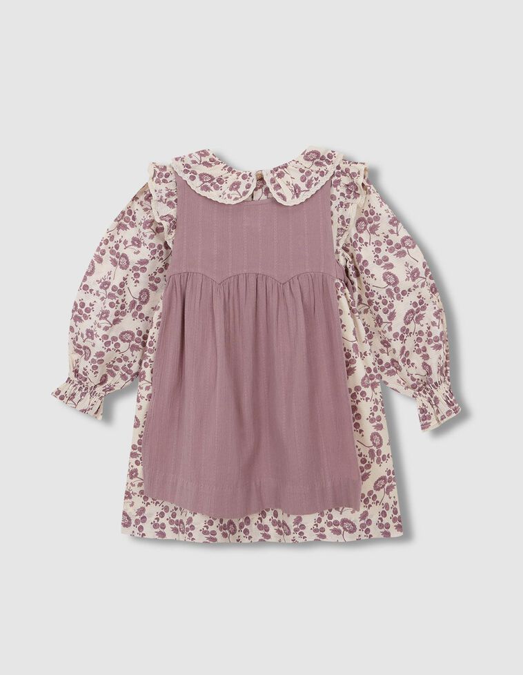 Vestido flores con delantal morado