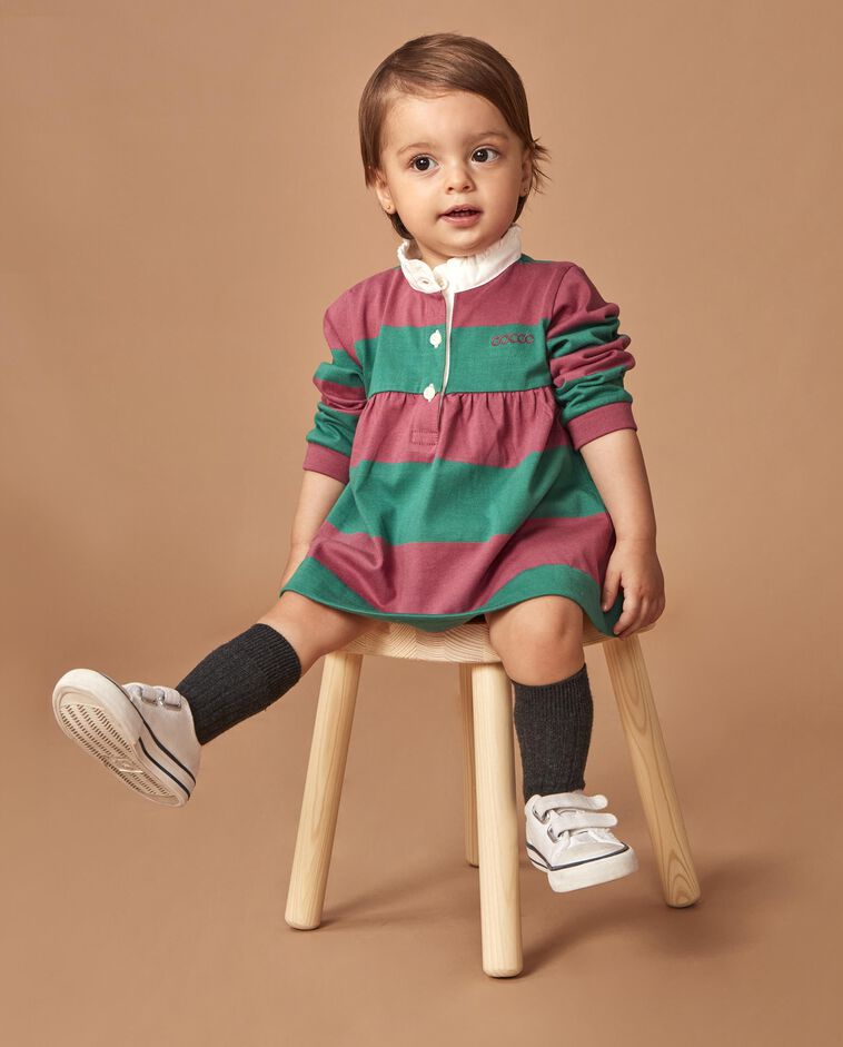 Vestido polo con parche rosa beb&eacute;