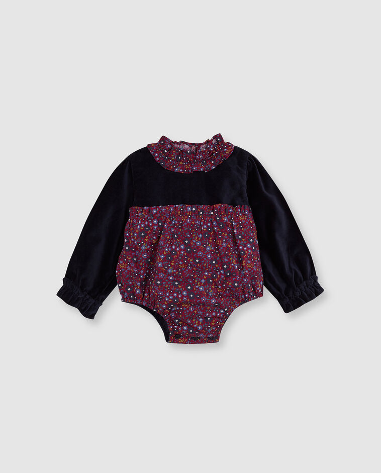 Ranita terciopelo y estampado azul beb&eacute;