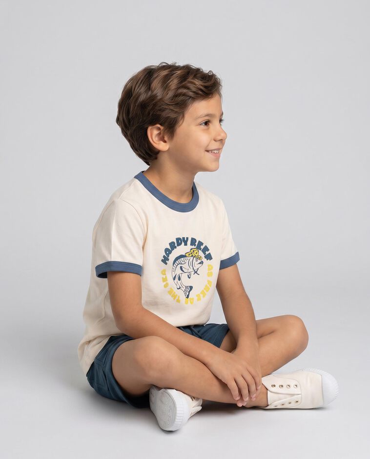 Camiseta con print beige claro