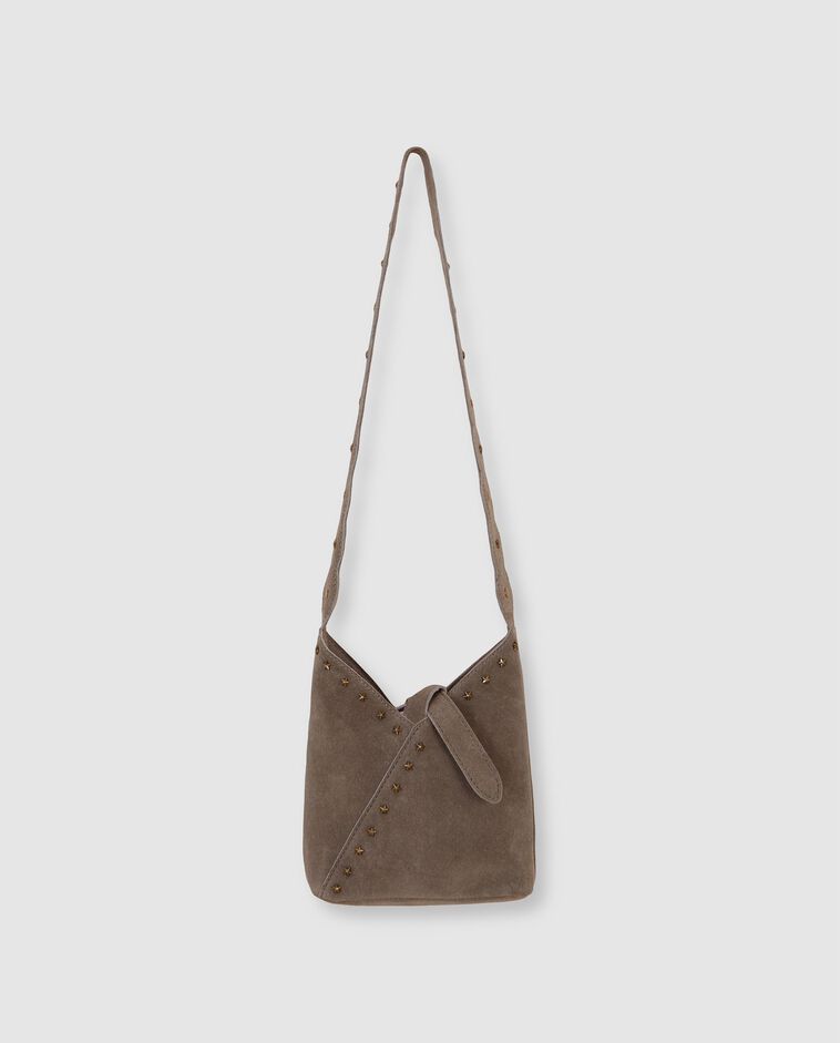 Bolso de ante con tachuelas gris ni&ntilde;a